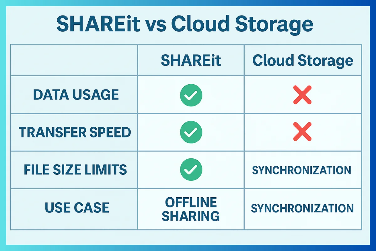 Comparison Between Shareit and Cloud Storage